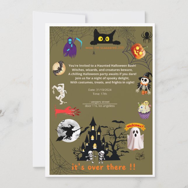 Invitación invitation card to an alooeen party  (Anverso)