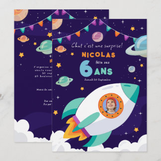 Invitación  invitation d'anniversaire thème galaxie espace 