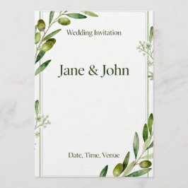 Invitación Invitation Elegant Olive Branch Green Wedding Invi