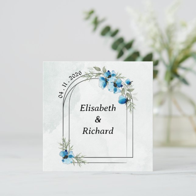 Invitación Invitation "Fleurs bleues" (Anverso de pie)