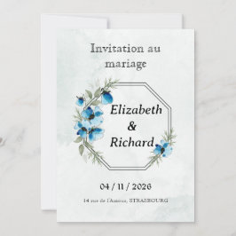 Invitación Invitation "Fleurs bleues"
