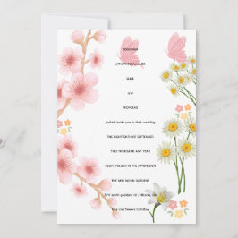 Invitación Invitation florale rose et marguerites | Mariage