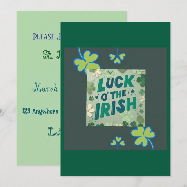 Invitación Invitation Luck O' The Irish  (Anverso / Reverso)