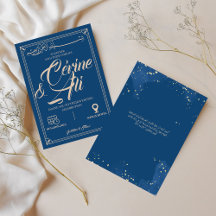 Invitation mariage bleue arabe pour jour parfait
