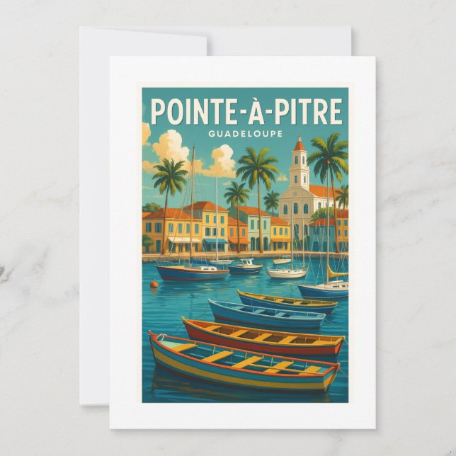Invitación Invitation Pointe-à-Pitre – Carte vintage Guadelou (Anverso)