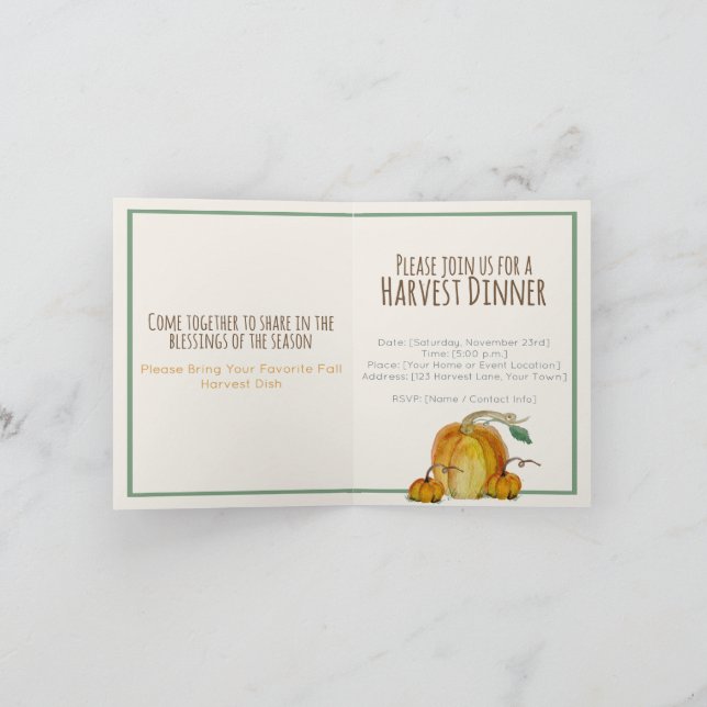 Invitación Invitation: Pumpkin Harvest Blessing  (Interior)
