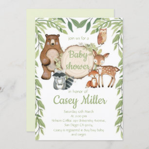 Invitación Invitation Rustic Woodland Forest Animal Baby show