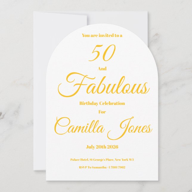 Invitación Invitation to a 50th Birthday Party (Anverso)