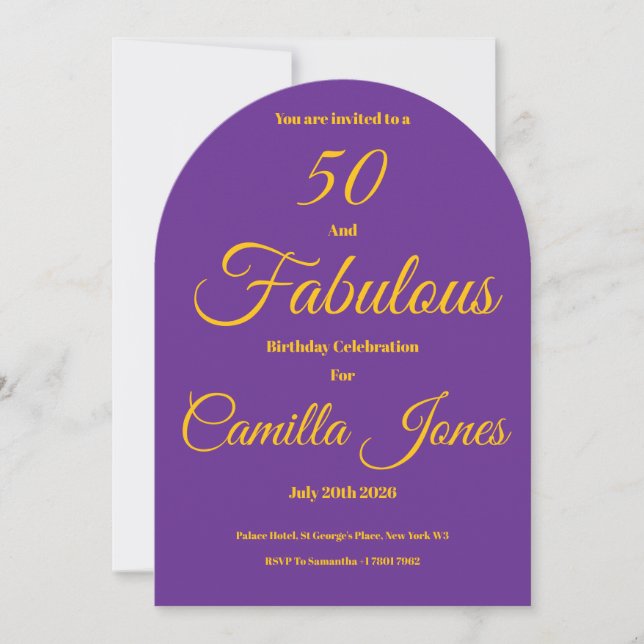 Invitación Invitation to a 50th Birthday Party (Anverso)