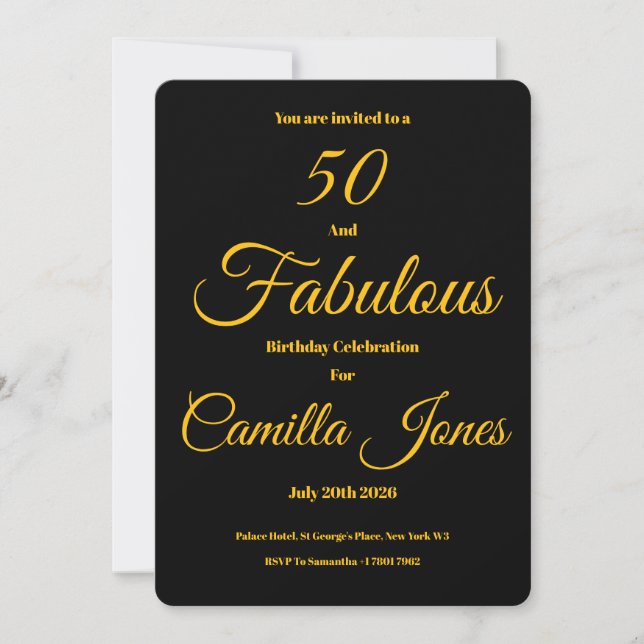 Invitación Invitation to a 50th Birthday Party (Anverso)