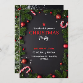 Invitación Invitation to a rustic Christmas party with a beau