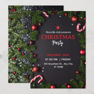 Invitación Invitation to a rustic Christmas party with a beau