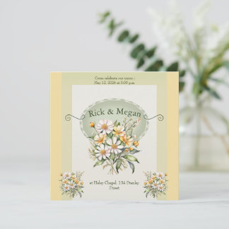 Invitación Invitation wedding card, daisies charm