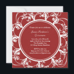 Invitación Invite a la Quinceanera floral de moda (rojo)<br><div class="desc">En esta invitación surgen floridos escurrimientos que pueden adaptarse fácilmente para cualquier cumpleaños de edad. Se muestra en el papel básico; sin embargo,  recomiendo el peso y textura del papel de lino.</div>