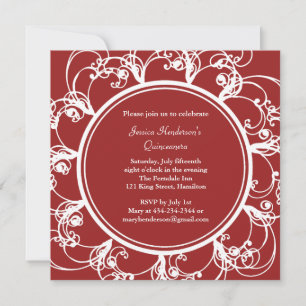 Invitación Invite a la Quinceanera floral de moda (rojo)