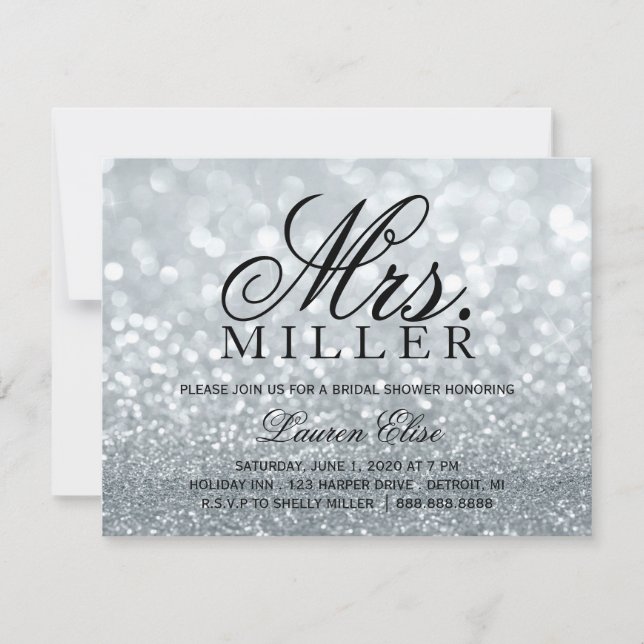 Invitación Invite - a señora fabulosa Bridal Shower 2 Silv de (Anverso)