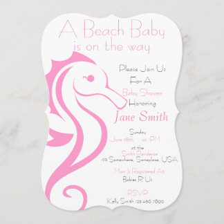 Invitación Invite al bebé de la playa del ahorse (chica)