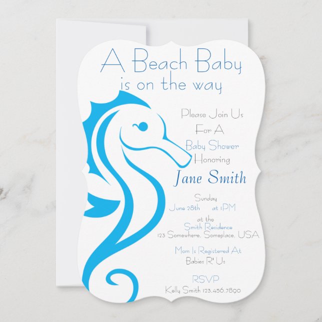 Invitación Invite al bebé de la playa del ahorse (niño) (Anverso)