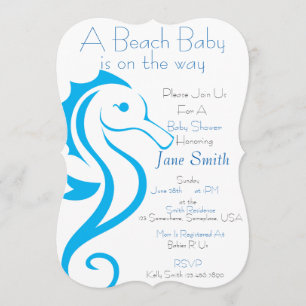 Invitación Invite al bebé de la playa del ahorse (niño)