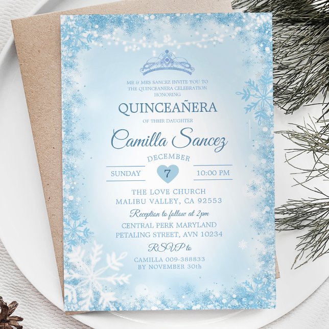 Invitación Invite al invierno suave de copo de nieve azul y b (Subido por el creador)