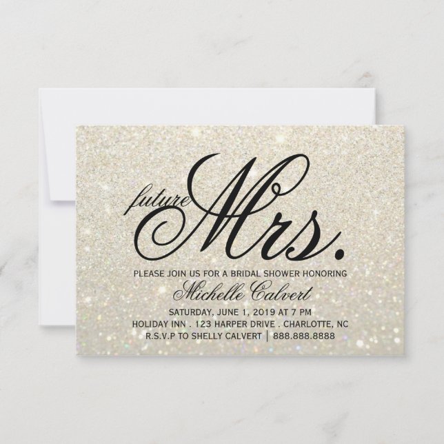 Invitación Invite - futuro de la Sra. Glit Fab de oro blanco (Anverso)