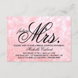 Invitación Invite - Lit Pink Glit Bridal Shower futura Sra.