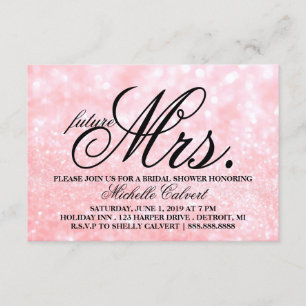 Invitación Invite - Lit Pink Glit Bridal Shower futura Sra.