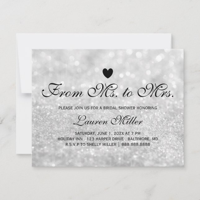 Invitación Invite - Lit Silver Glit Fab Sra. Mrs. Bridal Show (Anverso)