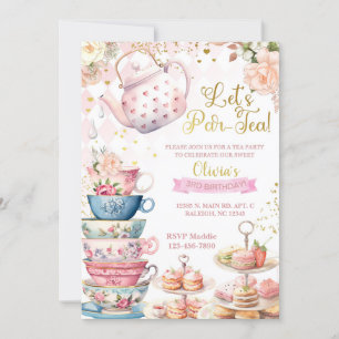 Invitación Invitemos al chica de Par-Tea, Fiesta de té.