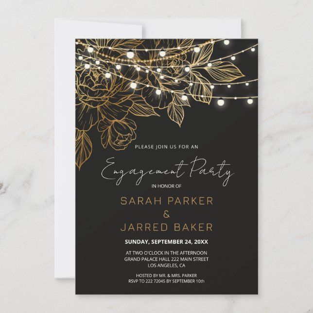 Invitación Involucración Boda de las luces de cadena de las f (Anverso)