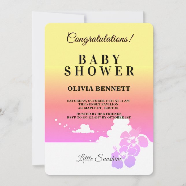 Invitación Ipanema Sunset Sunshine Baby Shower Invitation (Anverso)