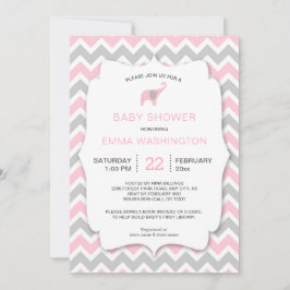 Invitación IPnk Elephant Bring a Book Baby Shower