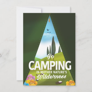 Invitación Ir de camping en la naturaleza salvaje de la madre