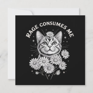 Invitación Ira de Gato Me Consume Divertido Sarcástico Flor d
