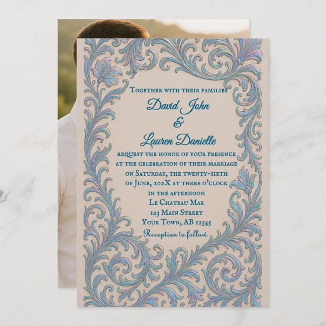 Invitación Iridescent Vow Photo Wedding Invitation (Anverso / Reverso)