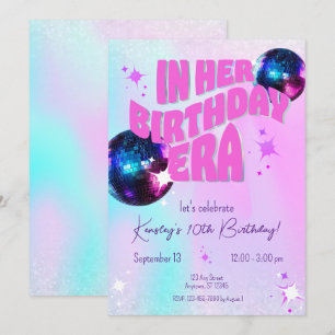 Invitación iridiscente disco en su época de nacimi