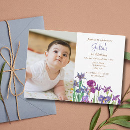 Invitación Iris Baby Girl foto de primer cumpleaños
