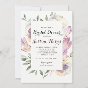 Invitación Iris Bridal Shower Invitation, pansies