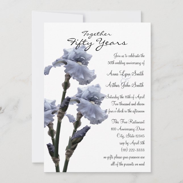 Invitación Iris de aniversario (Anverso)