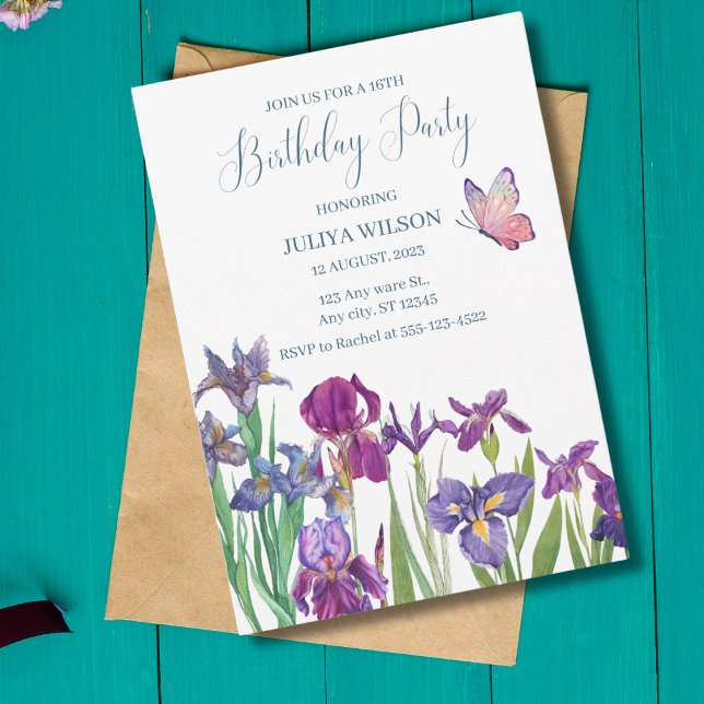 Invitación Iris flores 16ª fiesta de cumpleaños (Subido por el creador)