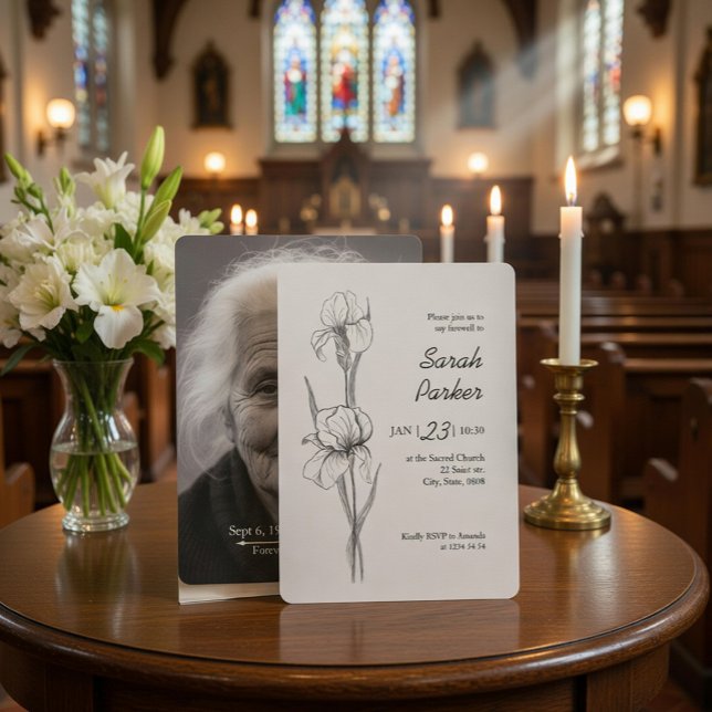 Invitación Iris Flower Celebration of Life Memorial Card (Subido por el creador)
