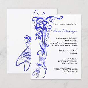 Invitación Iris y Dragonfly Royal Blue Bridal Shower