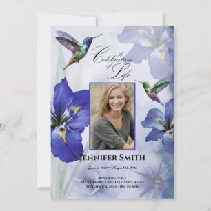 Invitación Iris y Hummingbird Celebración del funeral de la v