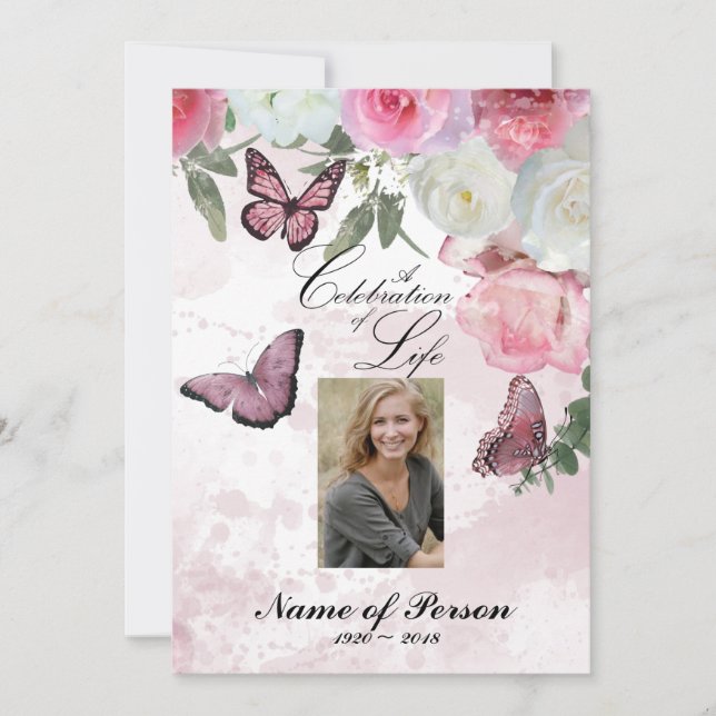 Invitación Iris y Hummingbird Celebración del funeral de la v (Anverso)