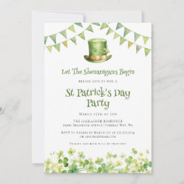 Invitación Irish Clover Leprechaun Hat Lucky Shenanigans