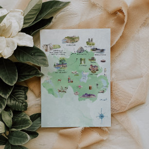 Invitación Irlanda del Norte   Itinerario de Mapa de Boda 