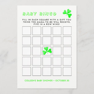 Invitación Irlandés Leprechaun Lucky Shamrock Baby Bingo
