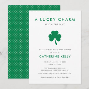 Invitación Irlandés Lucky Charm Spring Baby Shower Green