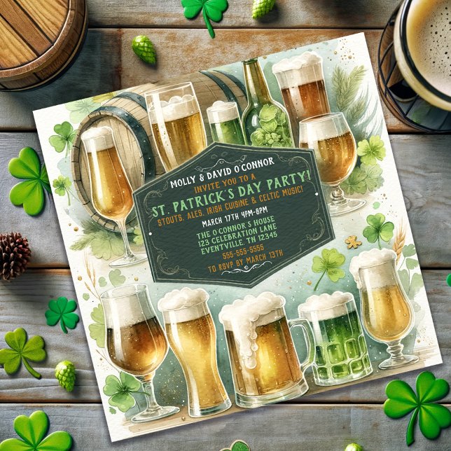 Invitación Irlandeses saludan a Fiesta del Día de San Patrici (Irish Brews & Cheers St. Patrick’s Day Party)