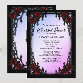 Invitación Iron Gótico Rojo Rosa Morado Ensayo Cena